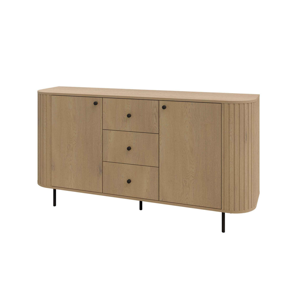 KOMMODE BOLLA 164,4/85,4/42,3cm mit 3 Schubladen 2 Türen Eichefarben - Eichefarben, Holzwerkstoff (164.4/85.4/42.3cm) - MASSENO
