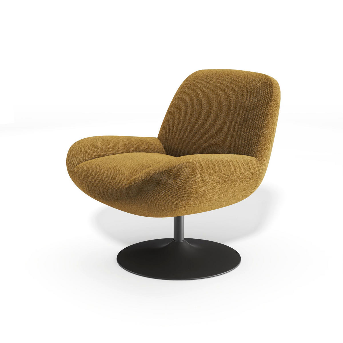 DREHSESSEL RETRO Schlingenvelours Senf 71cm - Gelb/Dunkelgelb, Textil (71/80/76cm) - Premium Interiors