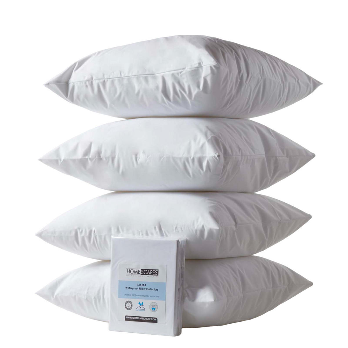 KISSENSCHONER wasserdicht 60/60 cm, 4er-Set mit Reißverschluss - Weiß, Textil (60/60cm) - Homescapes