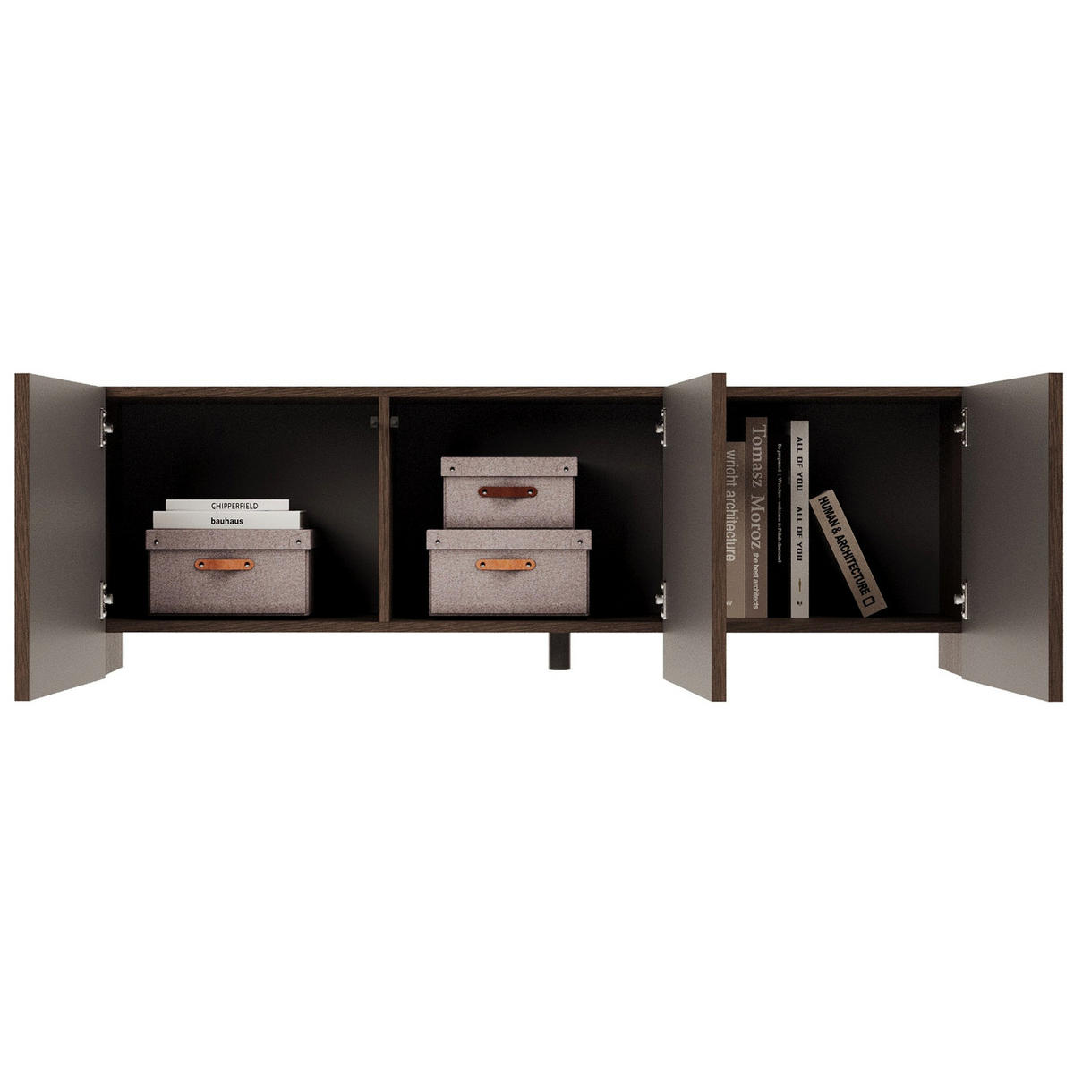 TV stolek Arkadia, dub, 150 cm - tmavě hnědá, kompozitní dřevo (150/49/35cm) - Selsey