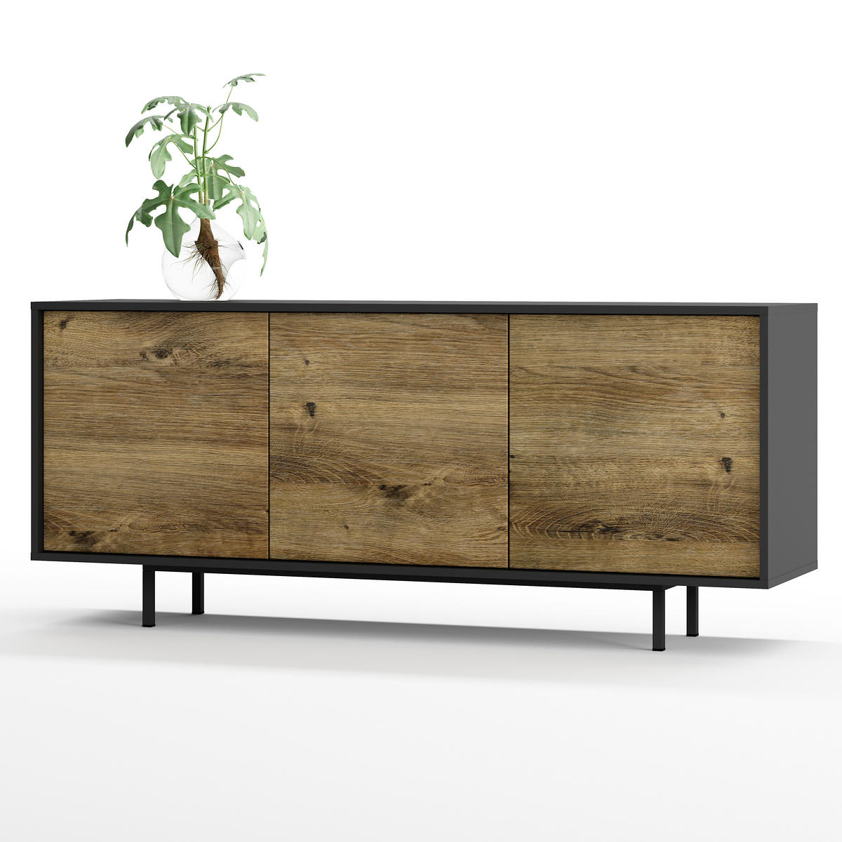SIDEBOARD Akia Eiche Ribbeck 66/154/40 cm - Alteiche, Holzwerkstoff (154/66/40cm) - SIMPLYFURN