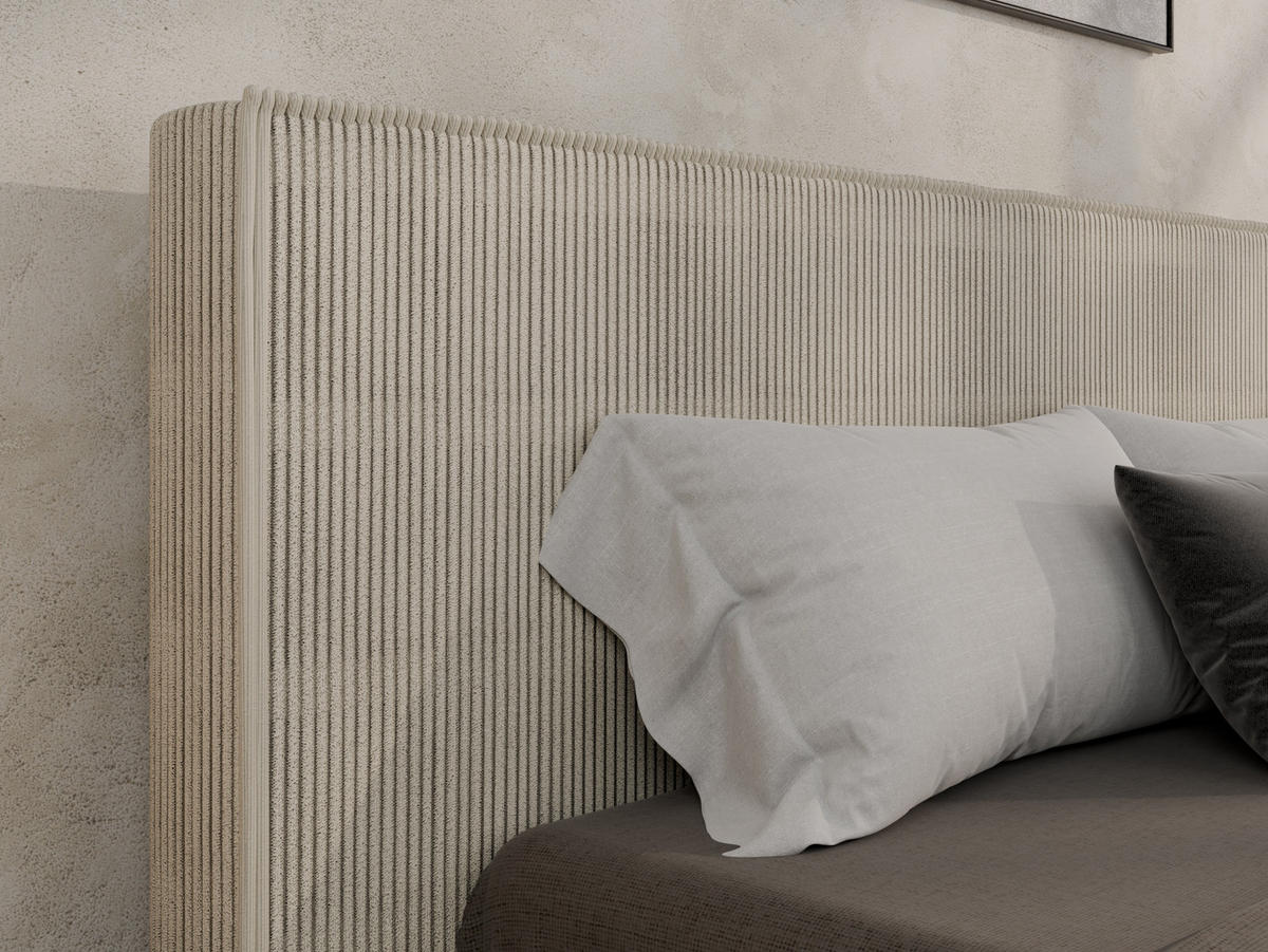 POLSTERBETT SANA 180x200cm Elegantes Polsterbett für modernen Wohnstil , 7-Zonen-Taschenfederkernmatratze mit kokos ARLAN (21 cm), beige - Beige, Holz (180/200cm) - Panda Möbel