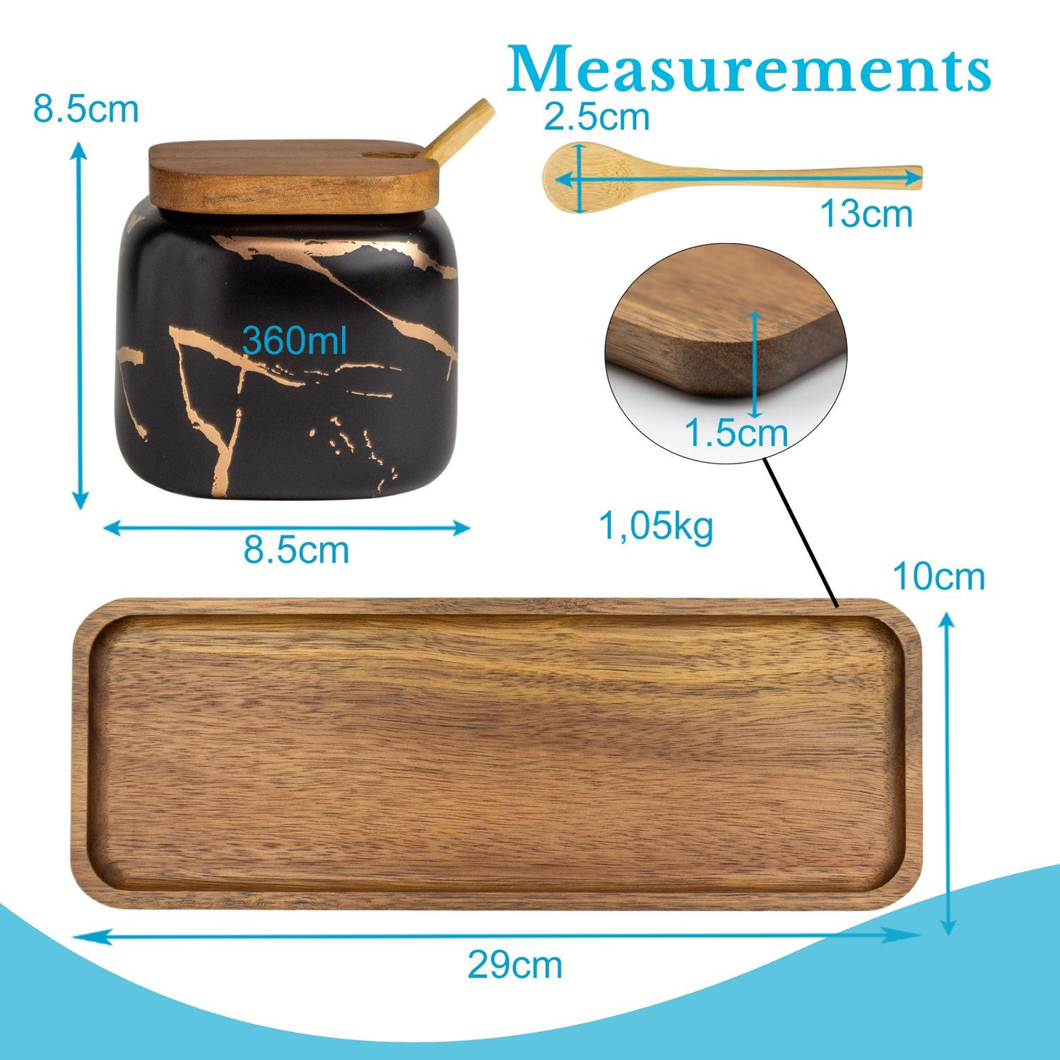 Thumbnail - Intirilife Zuckerdose, Schwarz, Keramik, 11.5 cm, Kaffee & Tee, Zuckerdosen