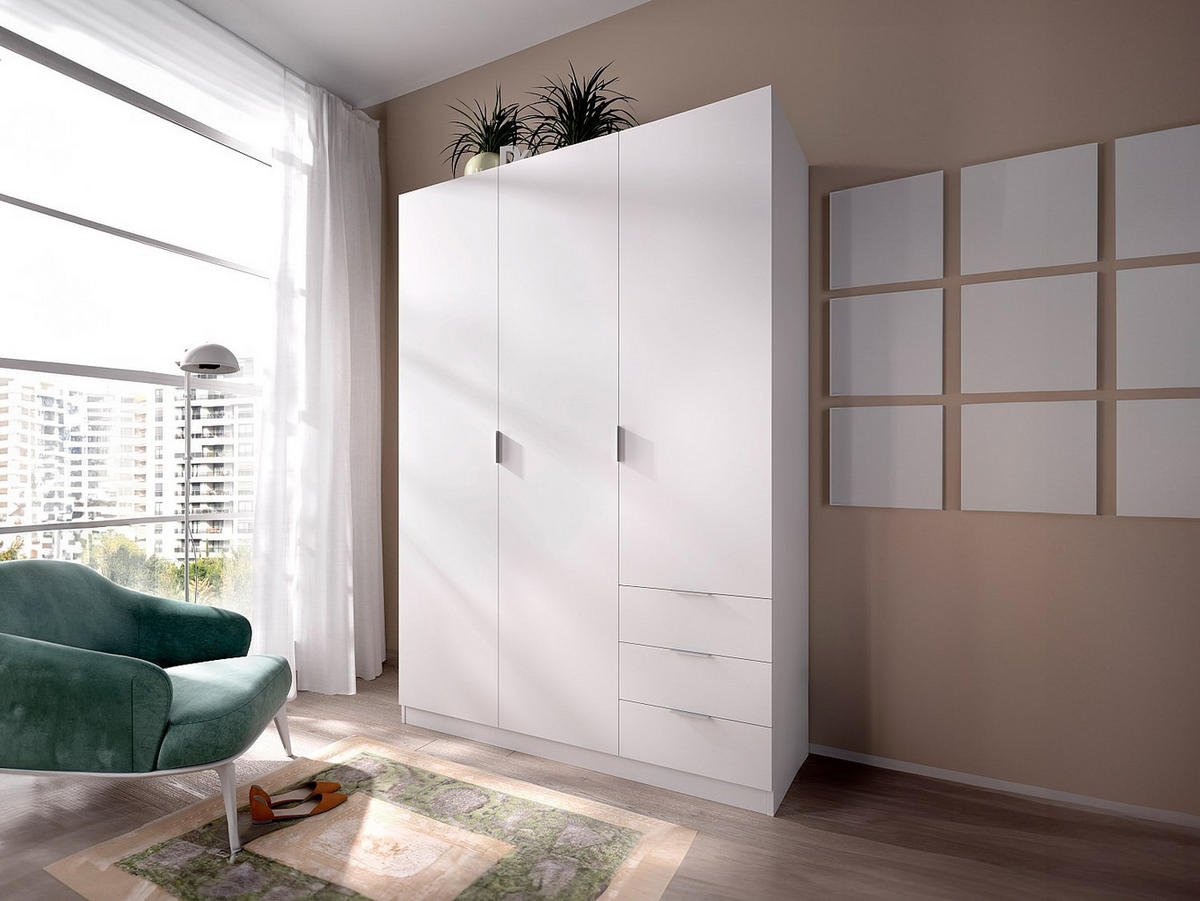 KLEIDERSCHRANK - 121 cm x 52 cm - holz - weiß Listowel - Weiß, Holz (121/184/52cm) - Vente-Unique