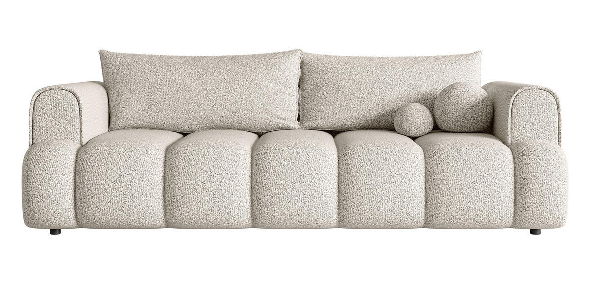 SCHLAFSOFA Dandelino Cremeweiß Boucle - Creme/Schwarz, Kunststoff/Textil (250/90/112cm) - Selsey