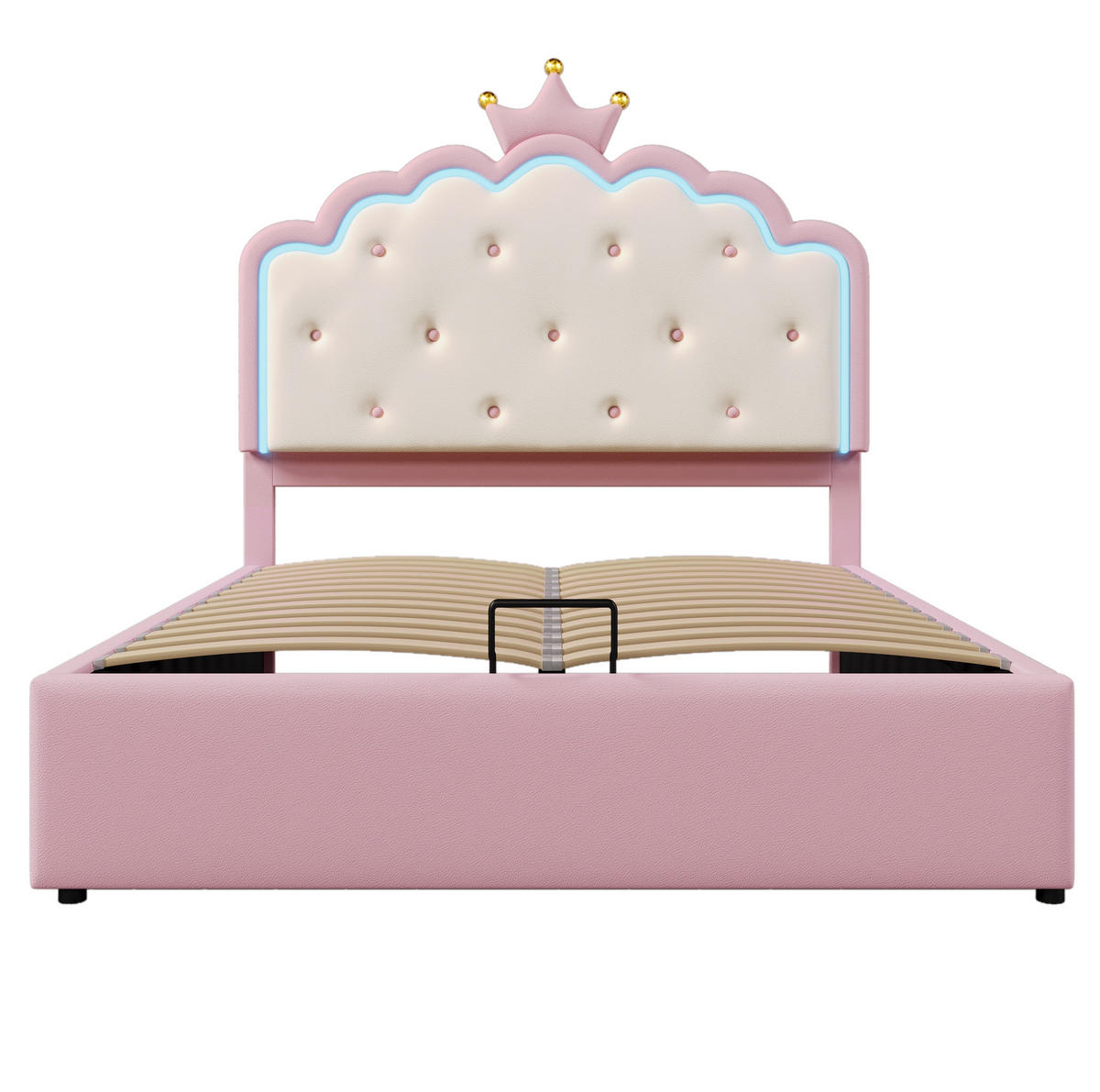 POLSTERBETT mit Bettkasten und Lattenrost 140x200 cm PU Pink - Pink, Metall (140/200cm) - Meubliv