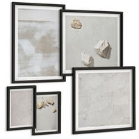 BILDER SET 5er Set - 50x50 cm & 20x30 cm & 40x60 cm Schwarzer Rahmen - Boho-Textur aus Sandsteinen - Schwarz, Kunststoff (40/60cm) - TULUP