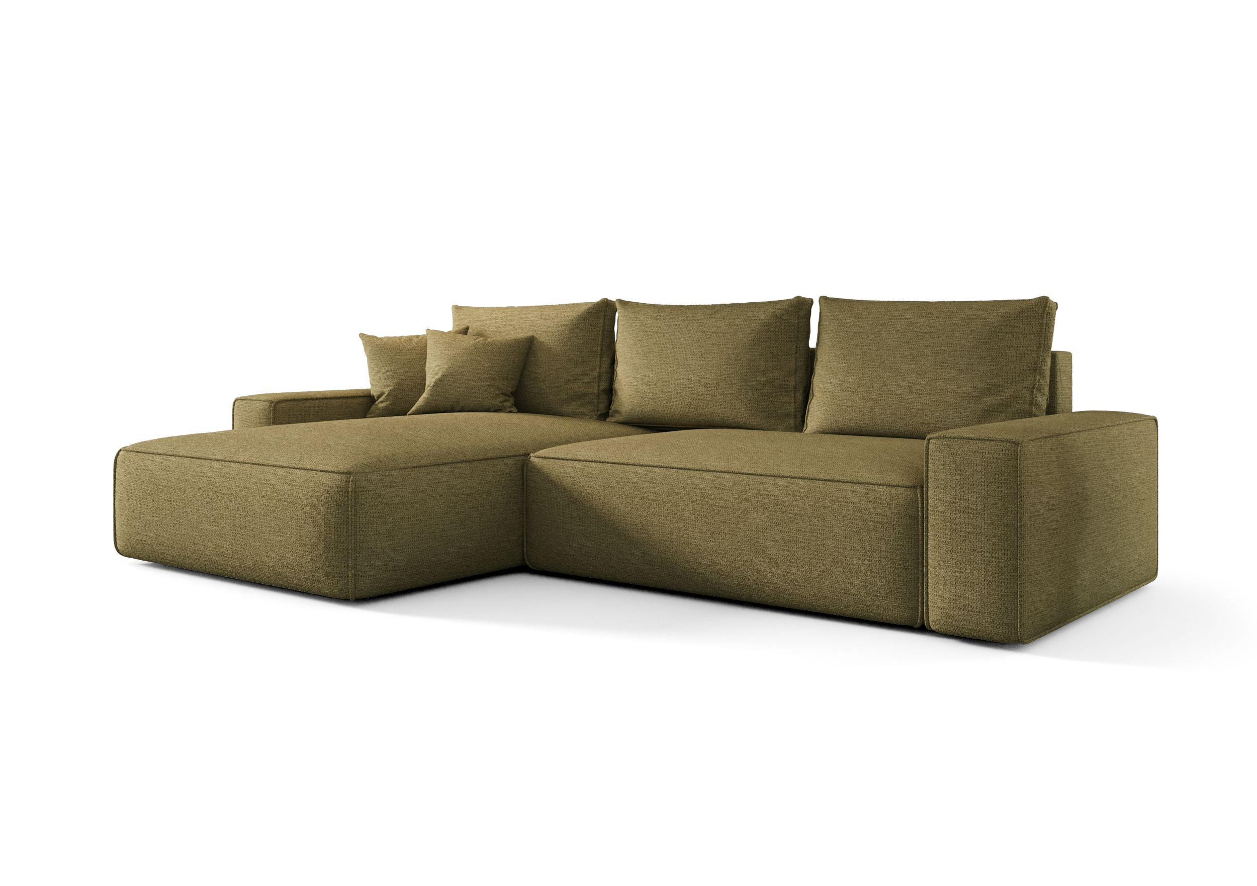 ECKSOFA MONA mit Schlaffunktion ARAGON 35 Links - Olivgrün, Textil (280/185cm) - Bedante