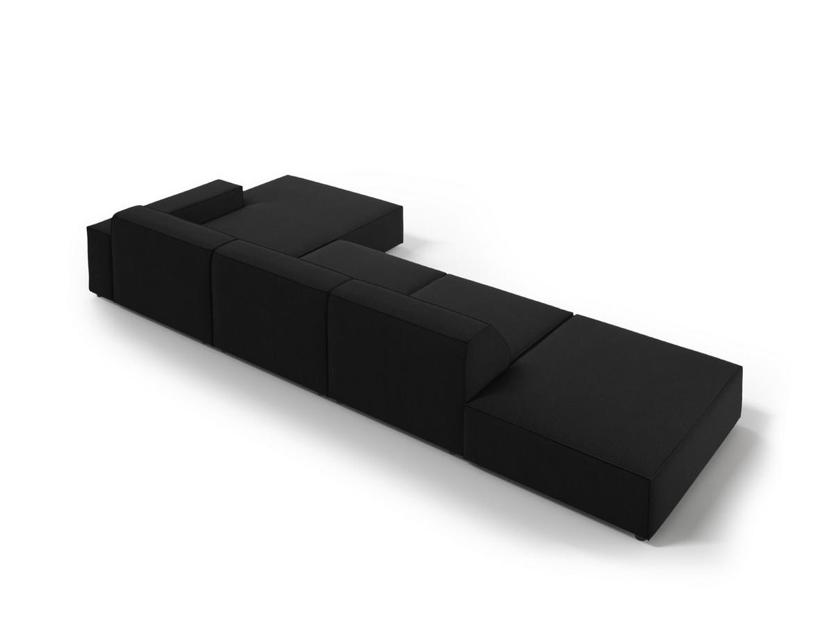 ECKSOFA rechts Jodie aus strukturiertem Stoff schwarz 5 Sitzplätze - Schwarz, Textil (166/341cm) - Micadoni