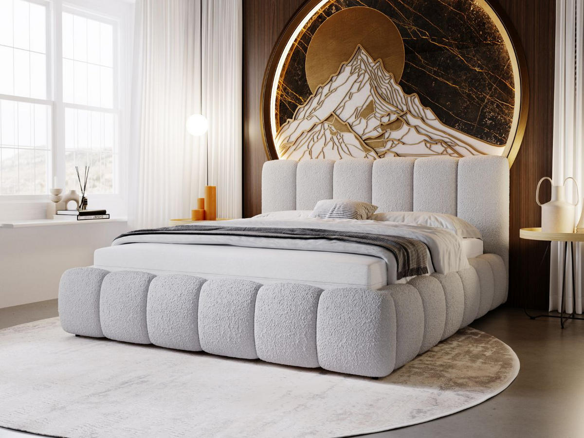 POLSTERBETT Cloud 160x200 Bouclé-Stoff Grau - Grau, Textil (160/200cm) - Graingold