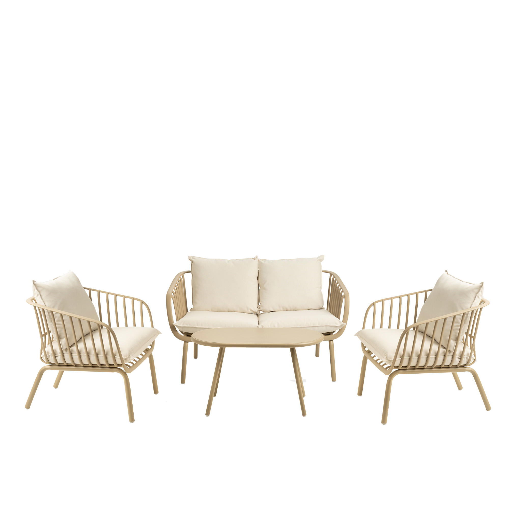 GARTENSET Madeira Beige - Beige, Metall - Kenay Home