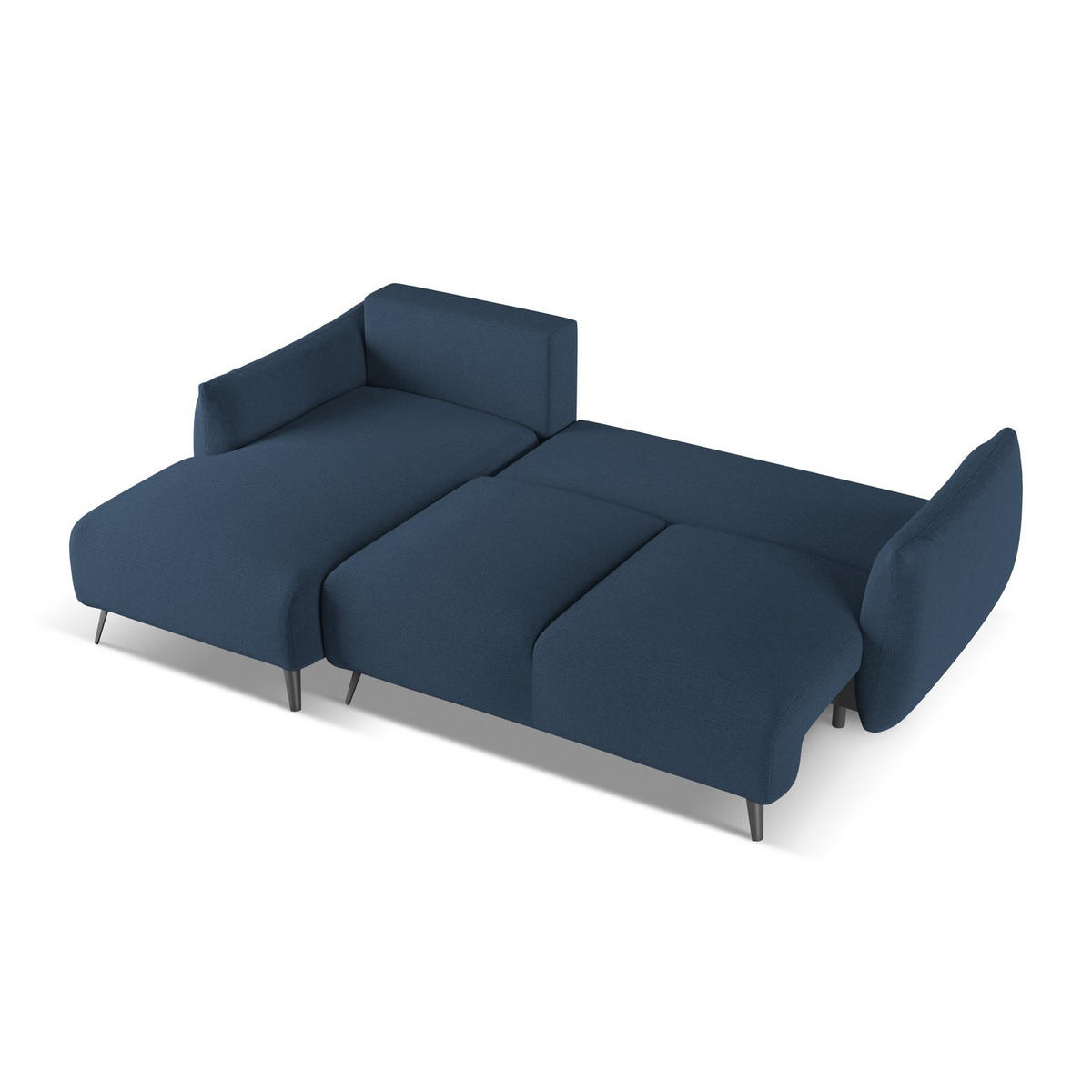 ECKSOFA mit Schlaffunktion Chenille Stoff Blau - Blau/Schwarz, Textil/Metall (162/242cm) - LaMiaSofa