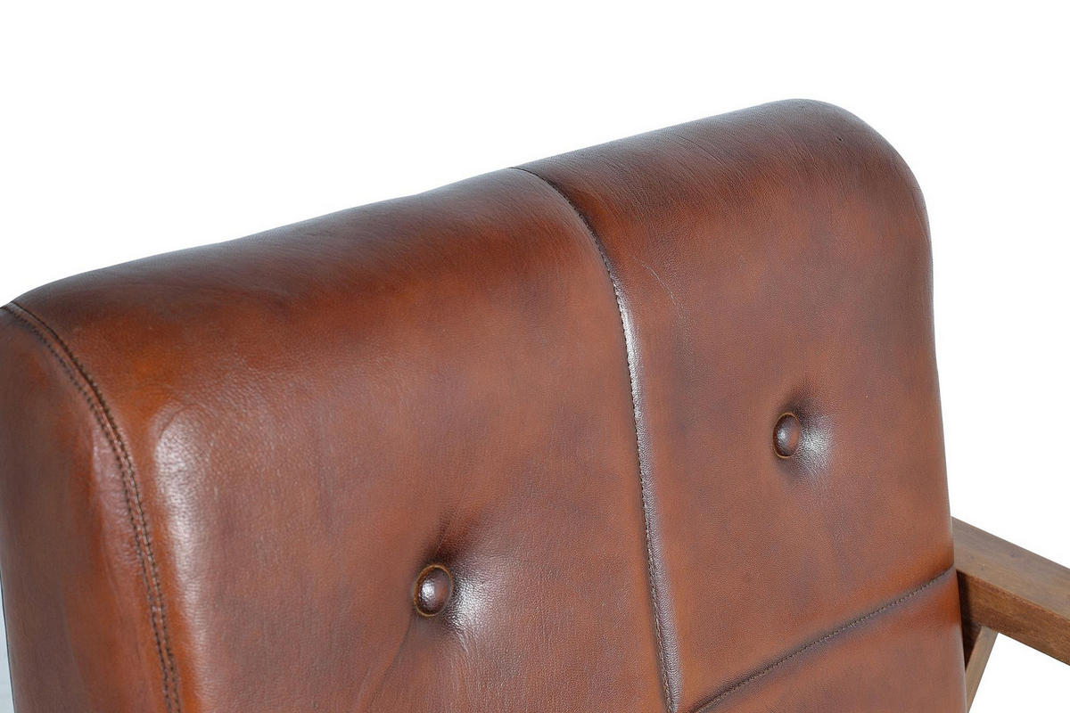SESSEL aus Leder und Holz - Braun, Fell (60/82/65cm) - Giner y Colomer