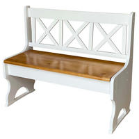 LANDHAUSBANK aus Kiefernholz mit Kreuzlehne, Weiss/Erle, 105 cm - Honigeiche, Holz (105/86/36cm)