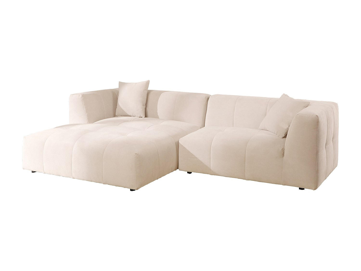 SOFA ohne Schlafmöglichkeit - 5 Personen-Sitzer - Samt, Stoff - Beige - - Beige, Textil (272/70/161cm) - Vente-Unique