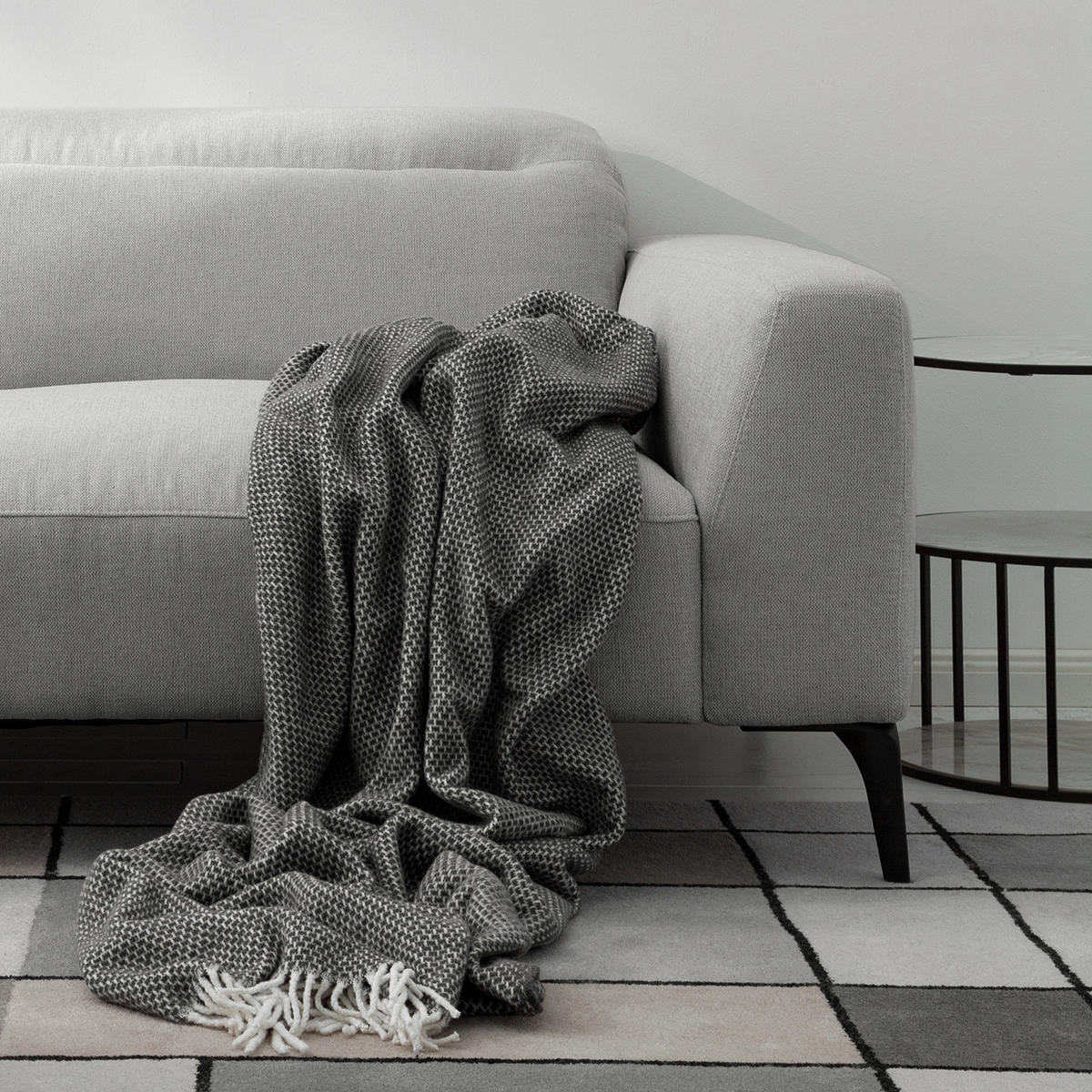 2-SITZER SOFA - Schwarz/Hellblau, Textil/Metall (170/73/107cm) - home24