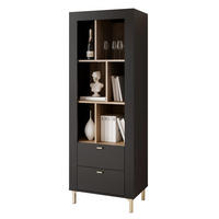 VITRINE AVENA, 60/40/169 cm Schwarz / Eiche - Schwarz, Holzwerkstoff/Kunststoff (60/169/40cm) - Idohome