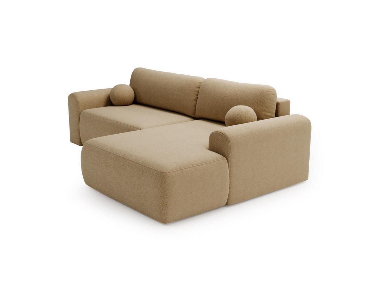 ECKSOFA Aurora Beige, mit Schlaffunktion in Lambi Stoff, rechte seite - Beige, Holzwerkstoff/Textil (257/177cm) - Bettso