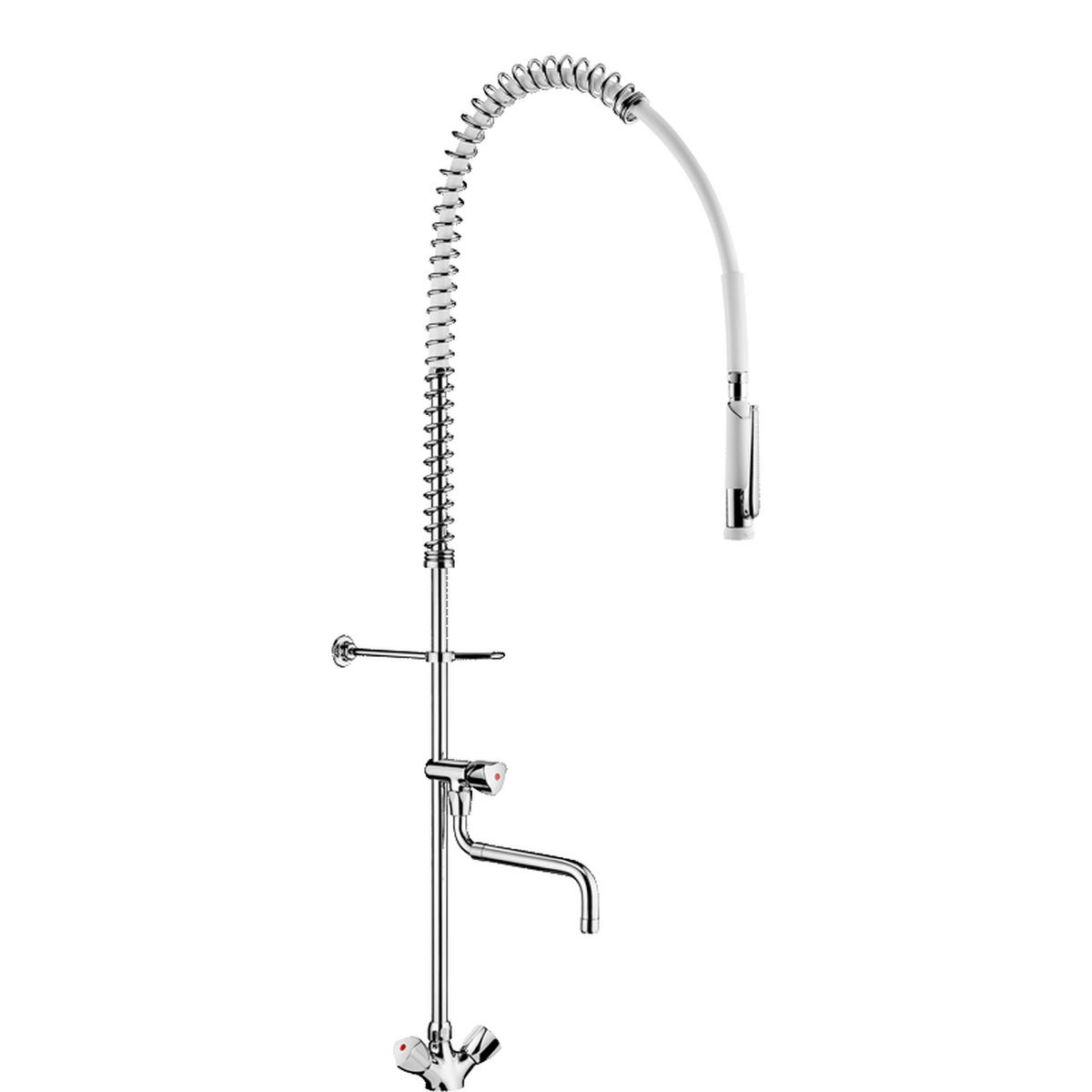 GESCHIRRSPÜLERARMATUR mit Mischer und Handbrause 433000 - verchromt, ausziehbarer Auslauf - Chromfarben, Metall (20.7/12.2/98.5cm) - Delabie