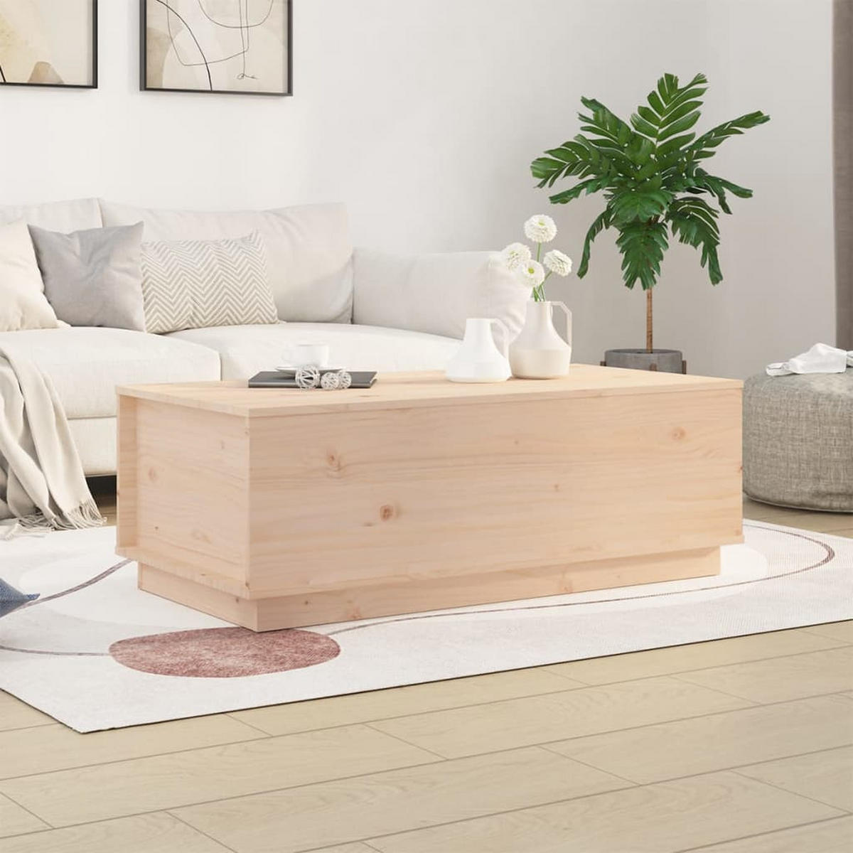 COUCHTISCH 100x50x35 cm Massivholz Kiefer - Hellbraun, Holz (100/50/35cm) - furnicato