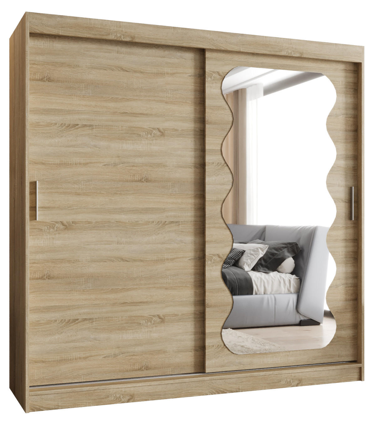 SCHWEBETÜRENSCHRANK 200/200/62 2-türig - Silberfarben/Sonoma Eiche, Holz (200/200/62cm) - MÖBEL KRYSPOL