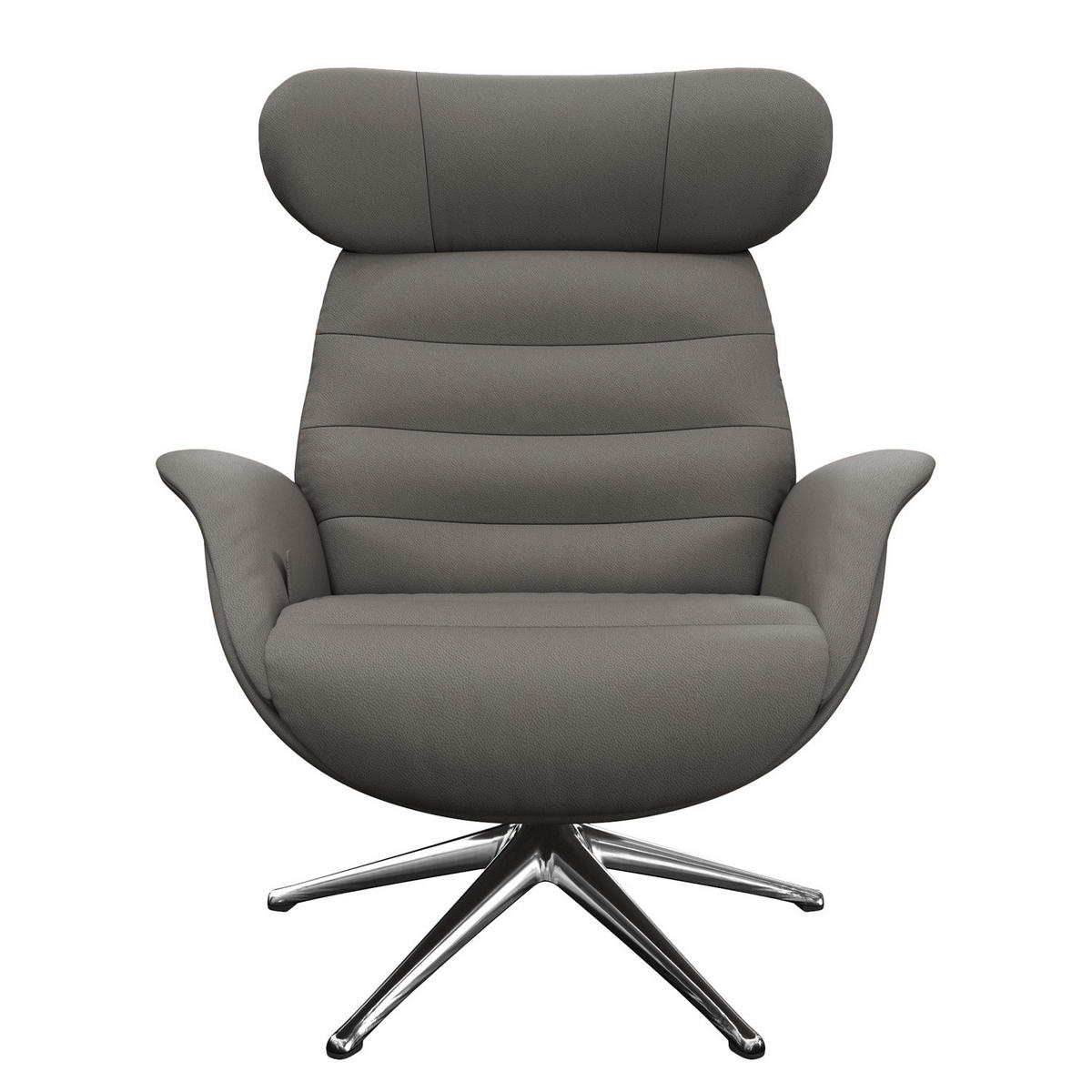 RELAXSESSEL - Grau, Leder/Metall (90/107/90cm) - home24