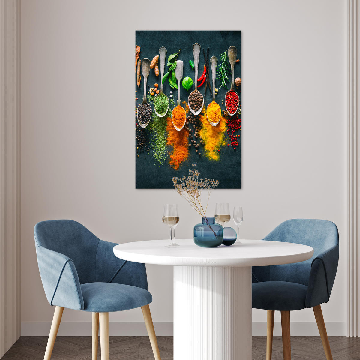 POSTER Kräuter - Gewürze - Löffel 40x60 cm - Currygelb, Papier (40/60/0.1cm) - MuchoWow