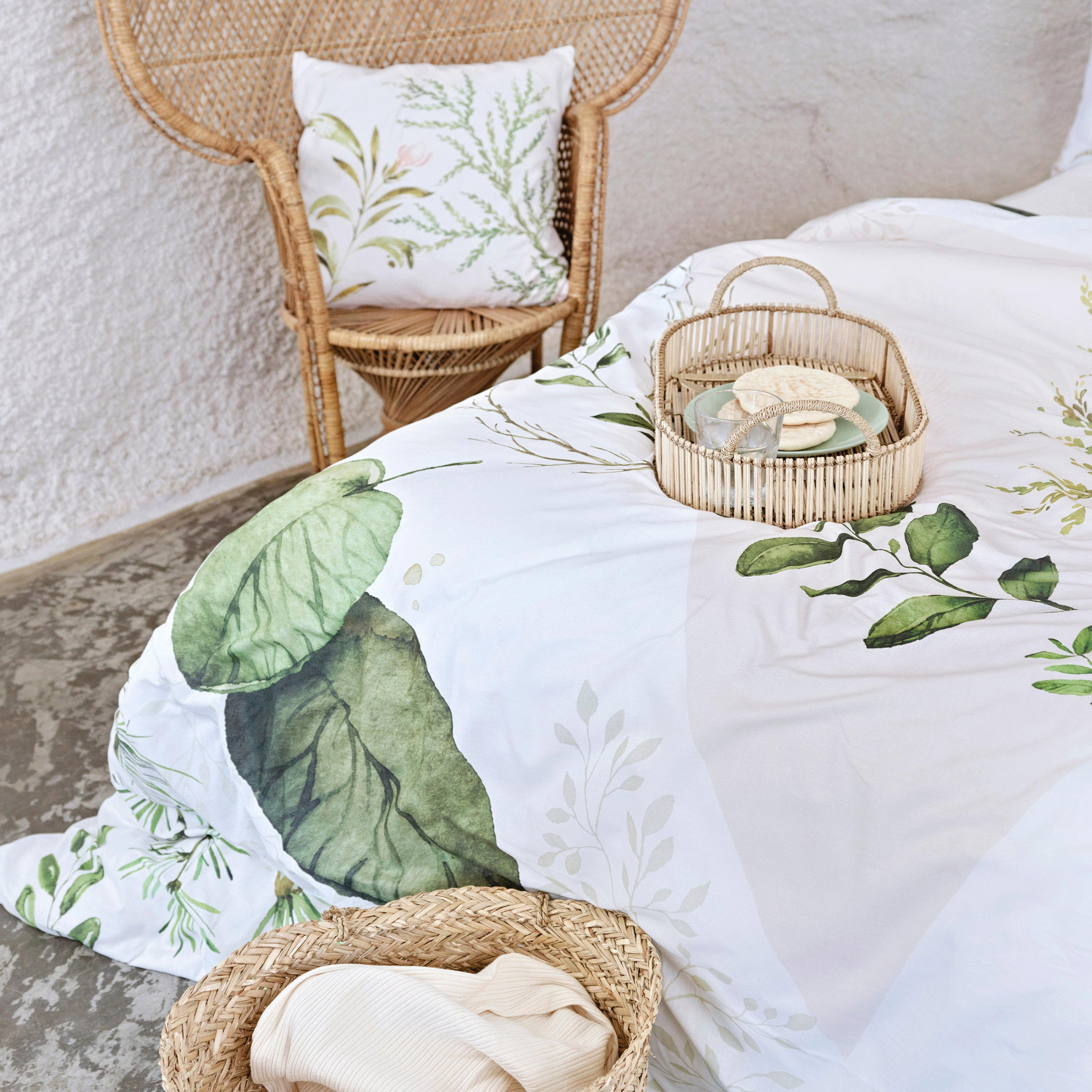 BETTBEZUG herbal 180x220 cm (komfortgrösse) mehrfarbig - Multicolor, Textil (180/220cm) - Happy Friday
