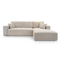 ECKSOFA PULA CORD BEIGE - Beige/Schwarz, Kunststoff/Textil (279/187cm) - Luxkor24