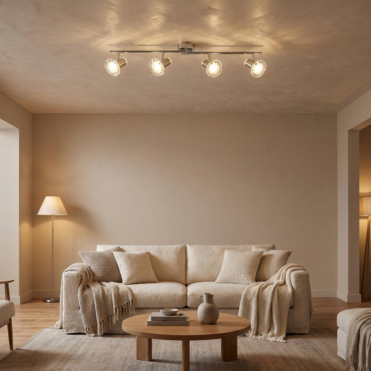 LED DECKENLEUCHTE Kristalle Silber - Silberfarben, Metall (70/10/14.5cm) - Globo Lighting