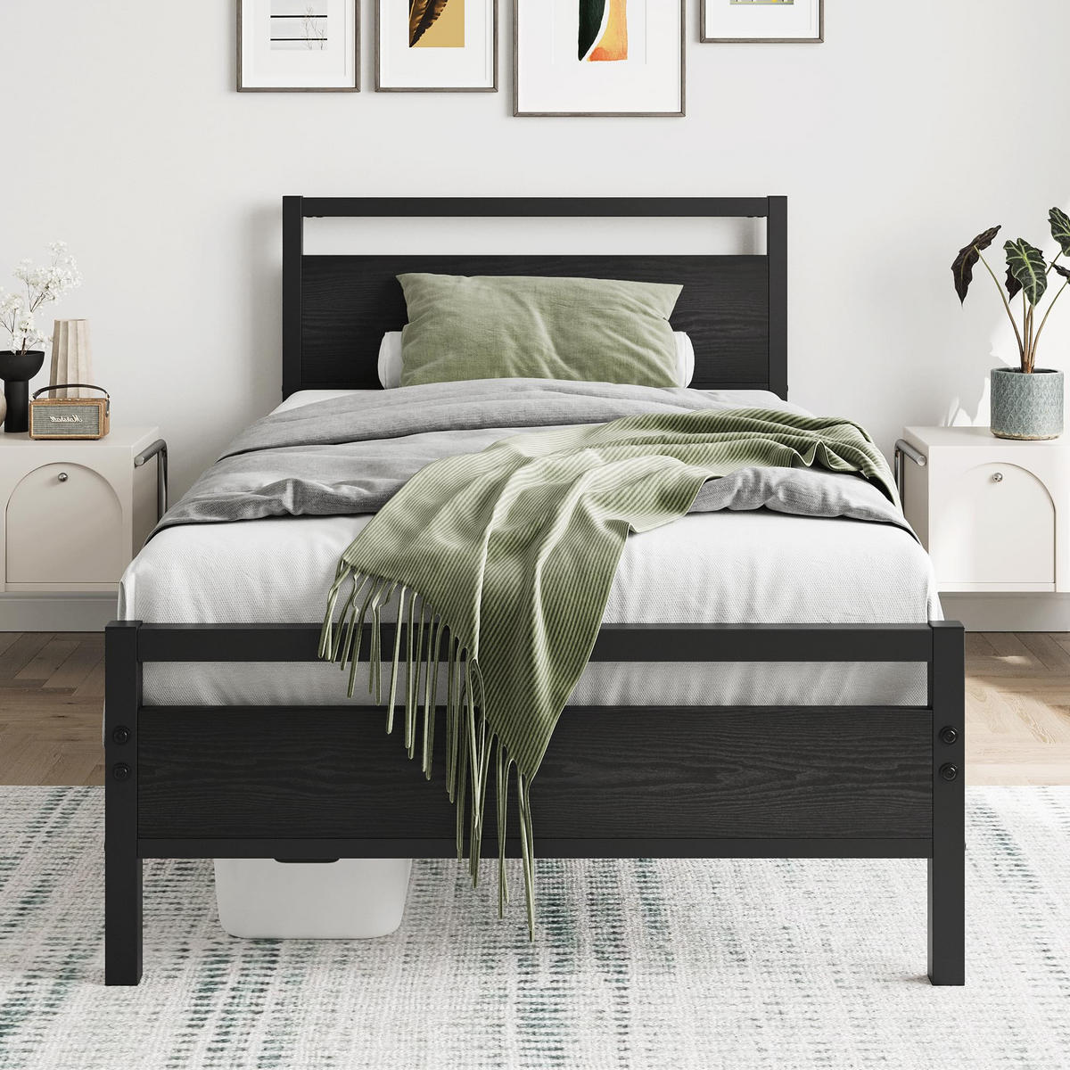 METALLBETT 90/200 cm DE-33024 mit Lattenrost und Stauraum Schwarz - Schwarz, Metall (90/200cm) - ComfortXL