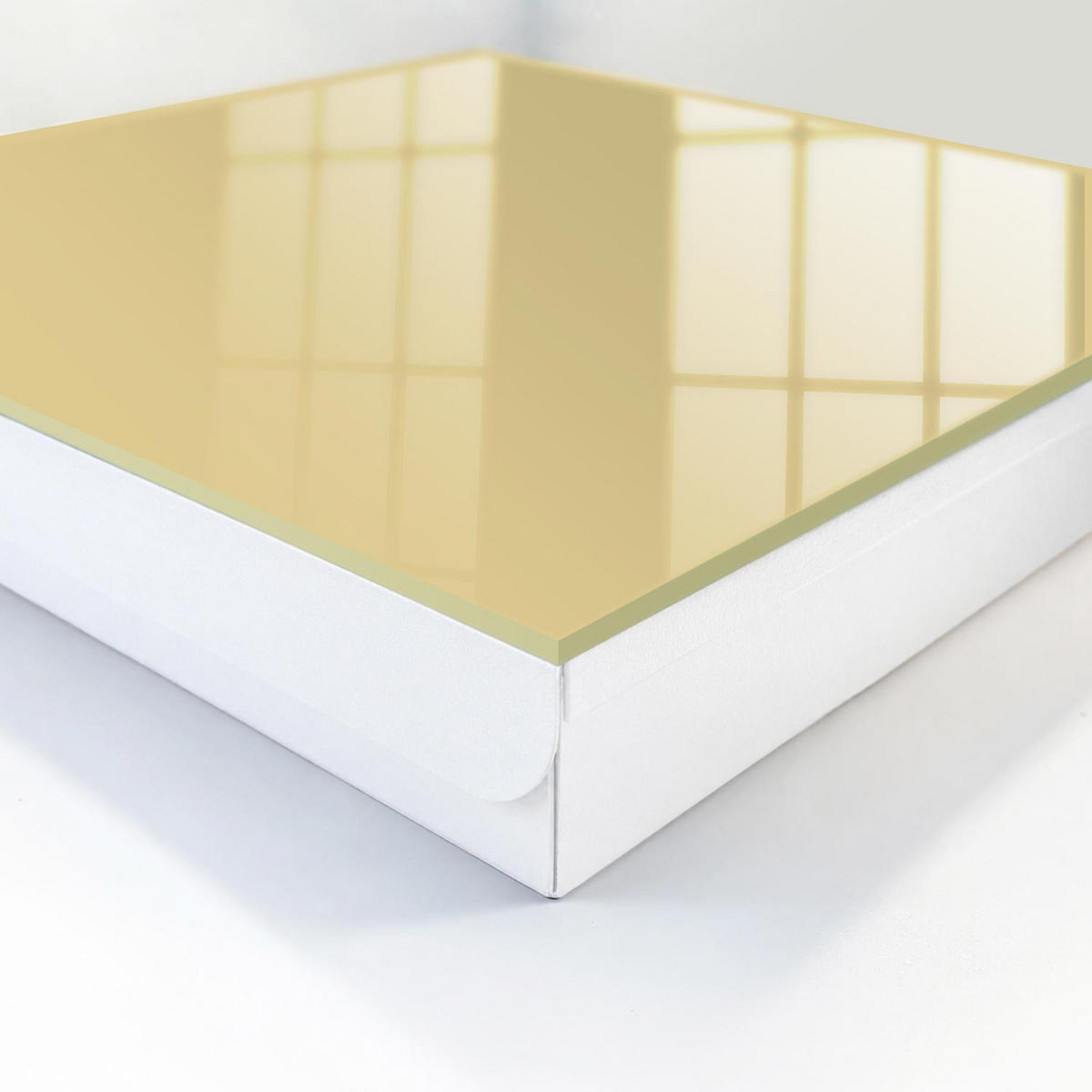 SCHLÜSSELBOX Weiß 30x30 cm – Türöffnung nach rechts - Senffarbe - Creme, Metall (30/30/5cm) - TULUP
