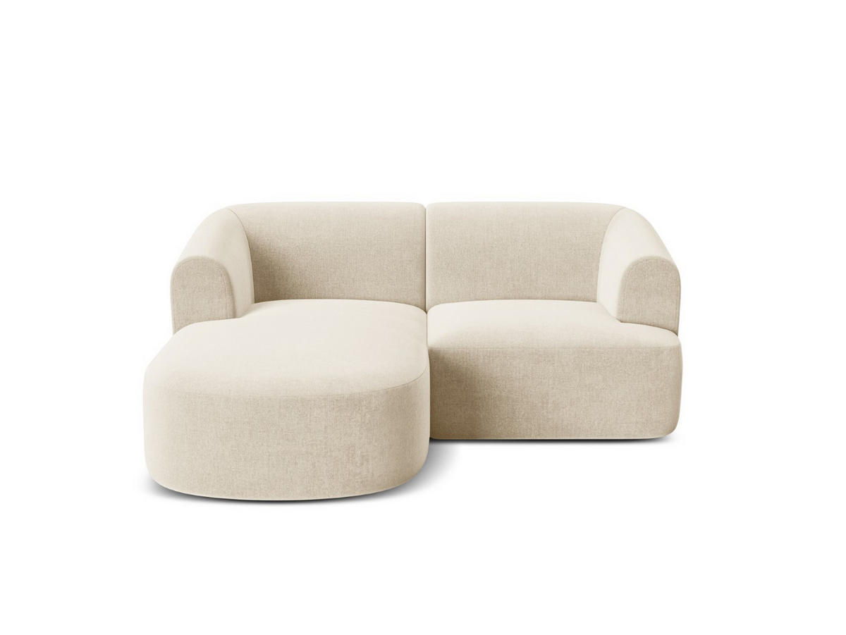 MODULARES-ECKSOFA links Campi aus Samt leichtes beige 3 Sitzplätze - Creme, Textil (156/180cm) - Cosmopolitan Design