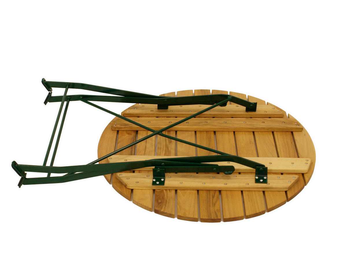 KLAPPTISCH Bad Belzig aus Robinienholz 77 cm rund, Stahlgestell Grün - Braun, Holz (77/77/72cm) - TPFGarden