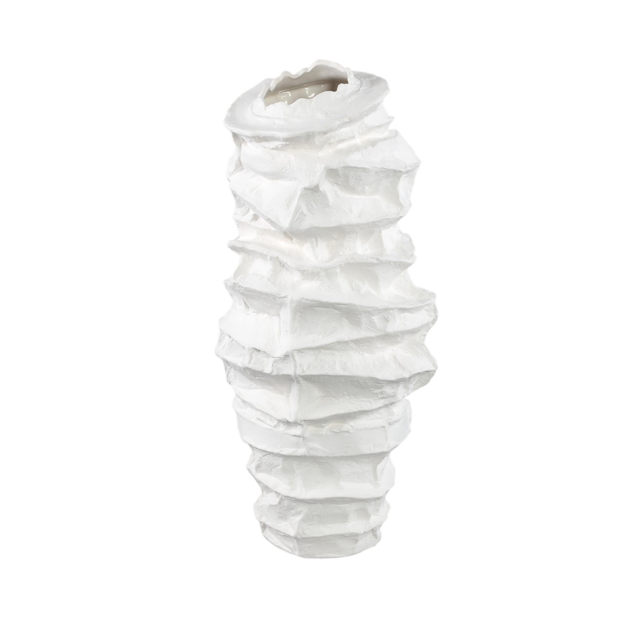 VASE Aharon Weiß 24/23/51cm - Weiß, Keramik (51cm) - PTMD Collection