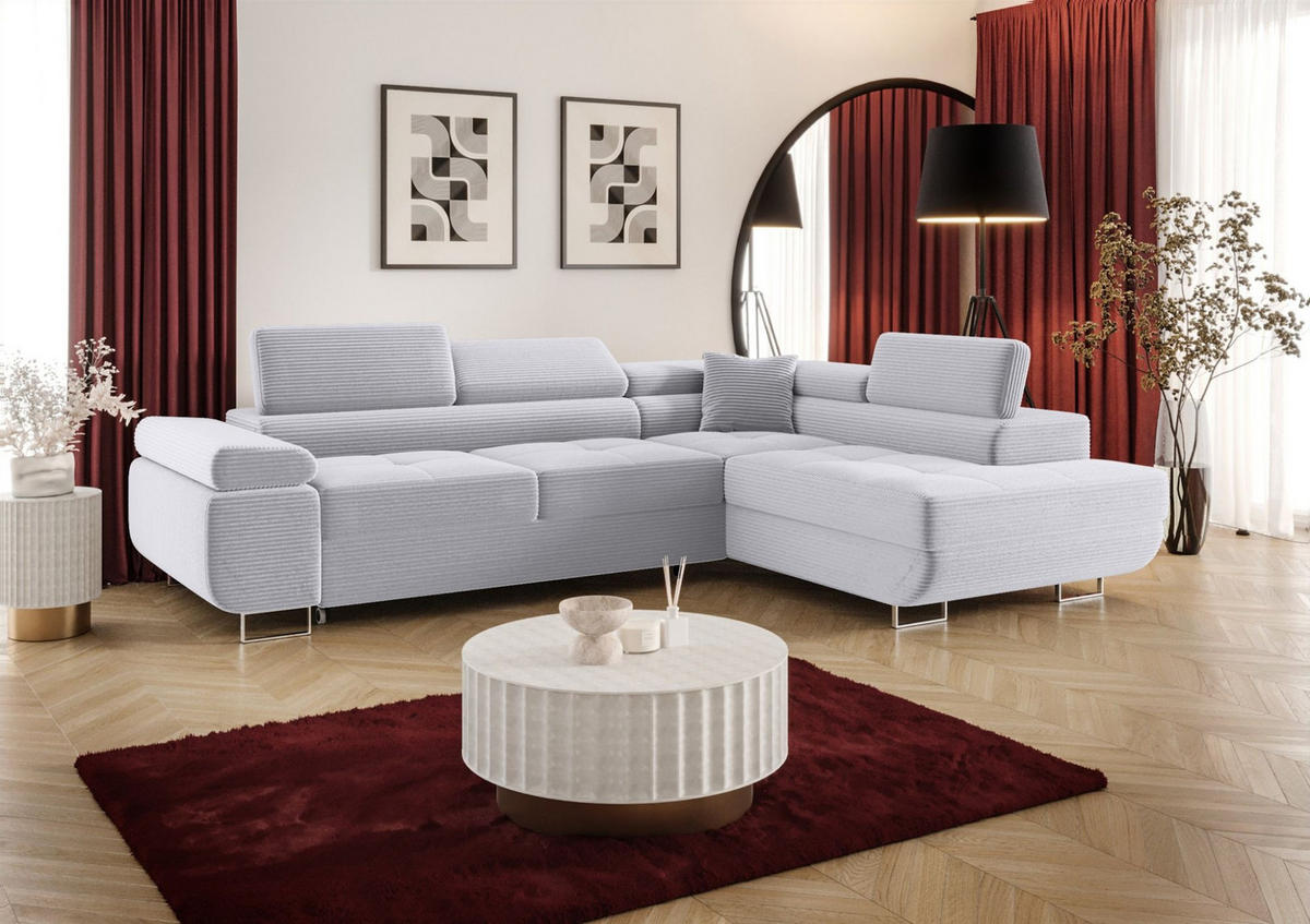 ECKSOFA Monaro Mit Schlaffunktion - Hellgrau, Holzwerkstoff/Textil (275/202cm) - Fun Möbel