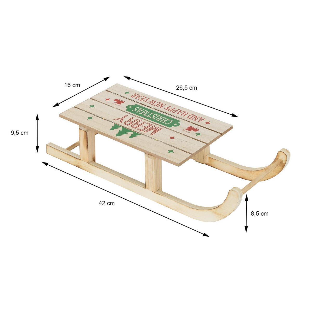 WEIHNACHT Schlitten - Braun, Holz (16/9.5/42cm) - ECD-Germany