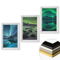 WANDBILDER 3er-Set - 40x60 cm Weißer Rahmen - Winterlandschaft der Aurora borealis - Weiß, Kunststoff (40/60cm) - ArtPrintCave