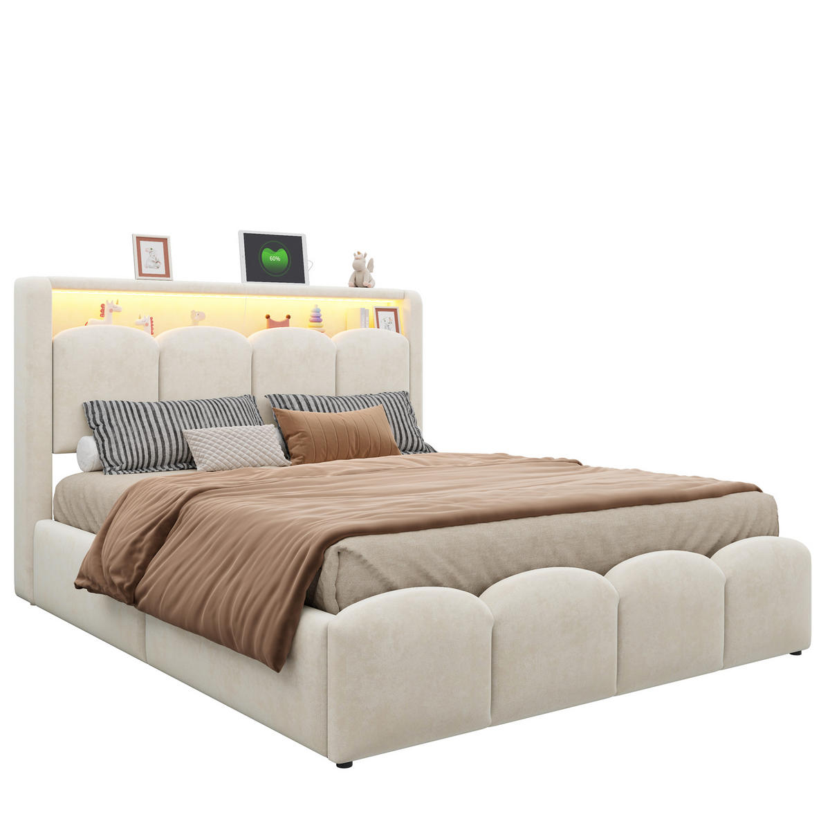 POLSTERBETT 140/200 cm Beige - Beige, Textil