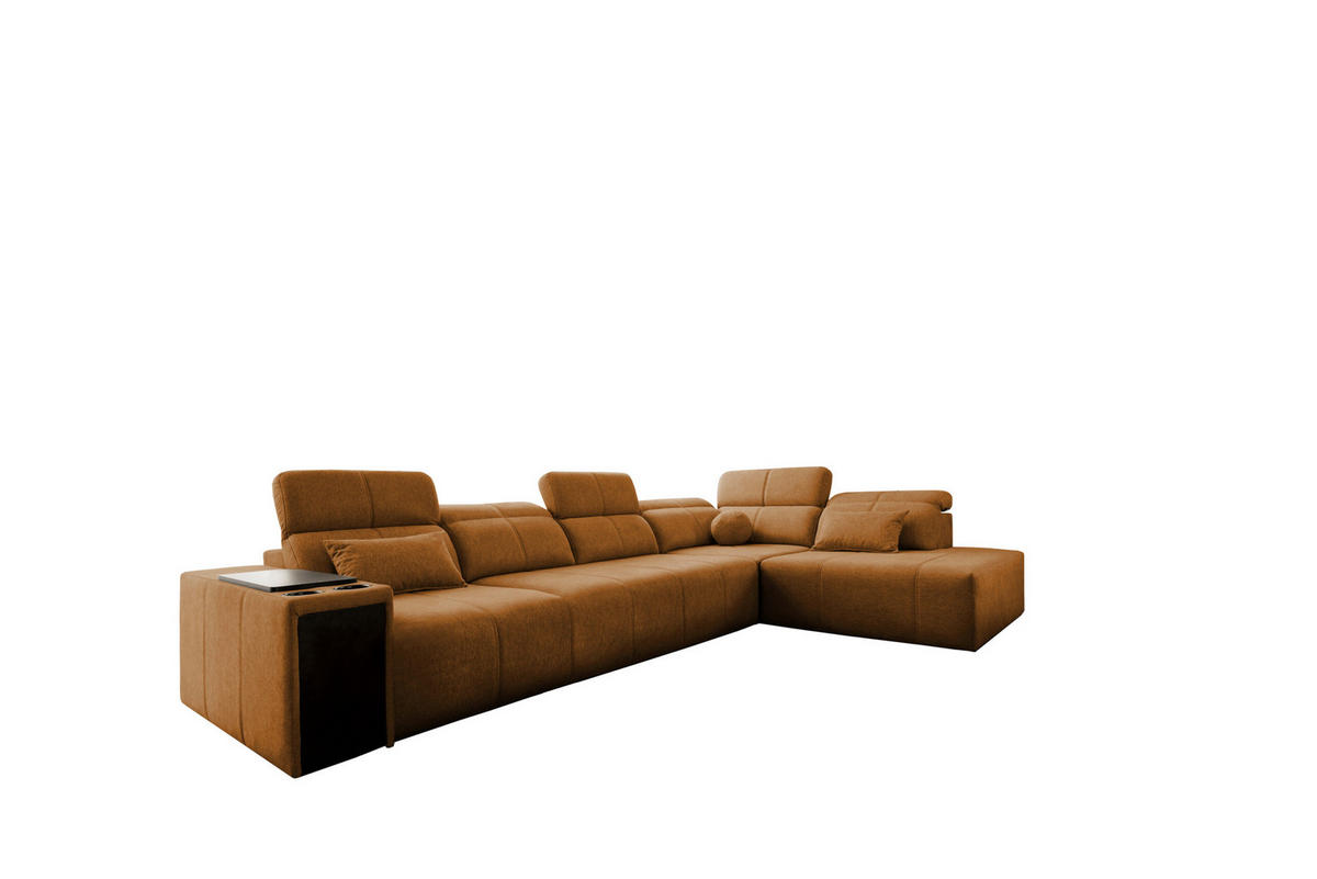ECKSOFA L-Form Mindy XI Mit Schlaffunktion Und Verstellbarer Rückenlehne Stoff Verita Kupfer Rechts - Kupferfarben, Holz/Textil (350/230cm) - Kaiser Möbel