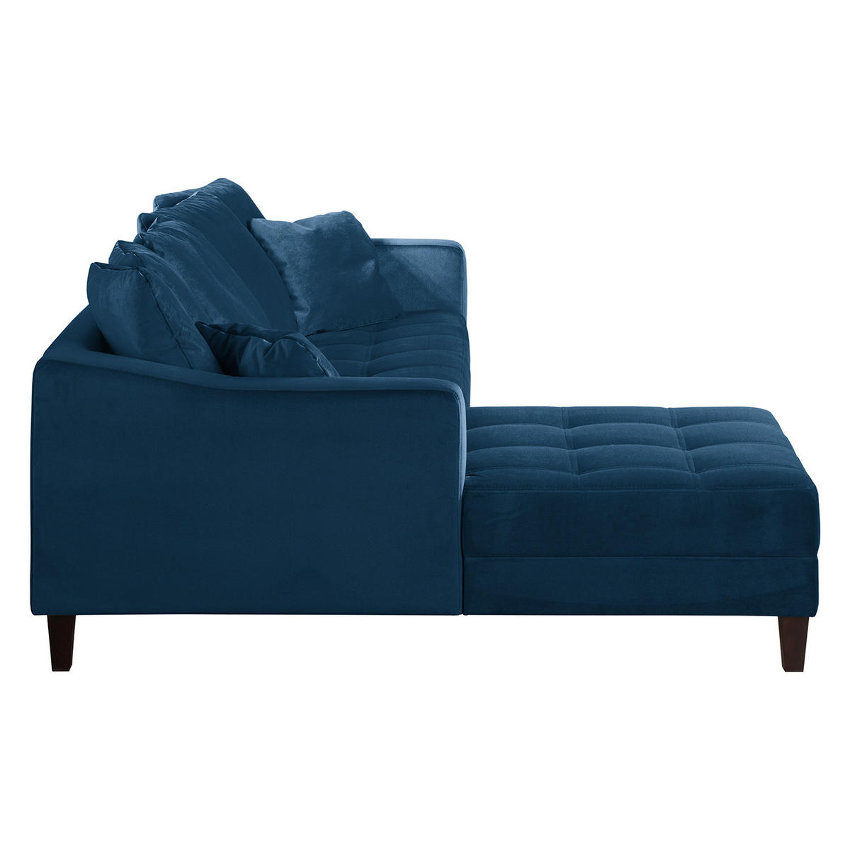 ECKSOFA mit Ottomane - Samt - Petrol, Textil (254/165cm) - home24