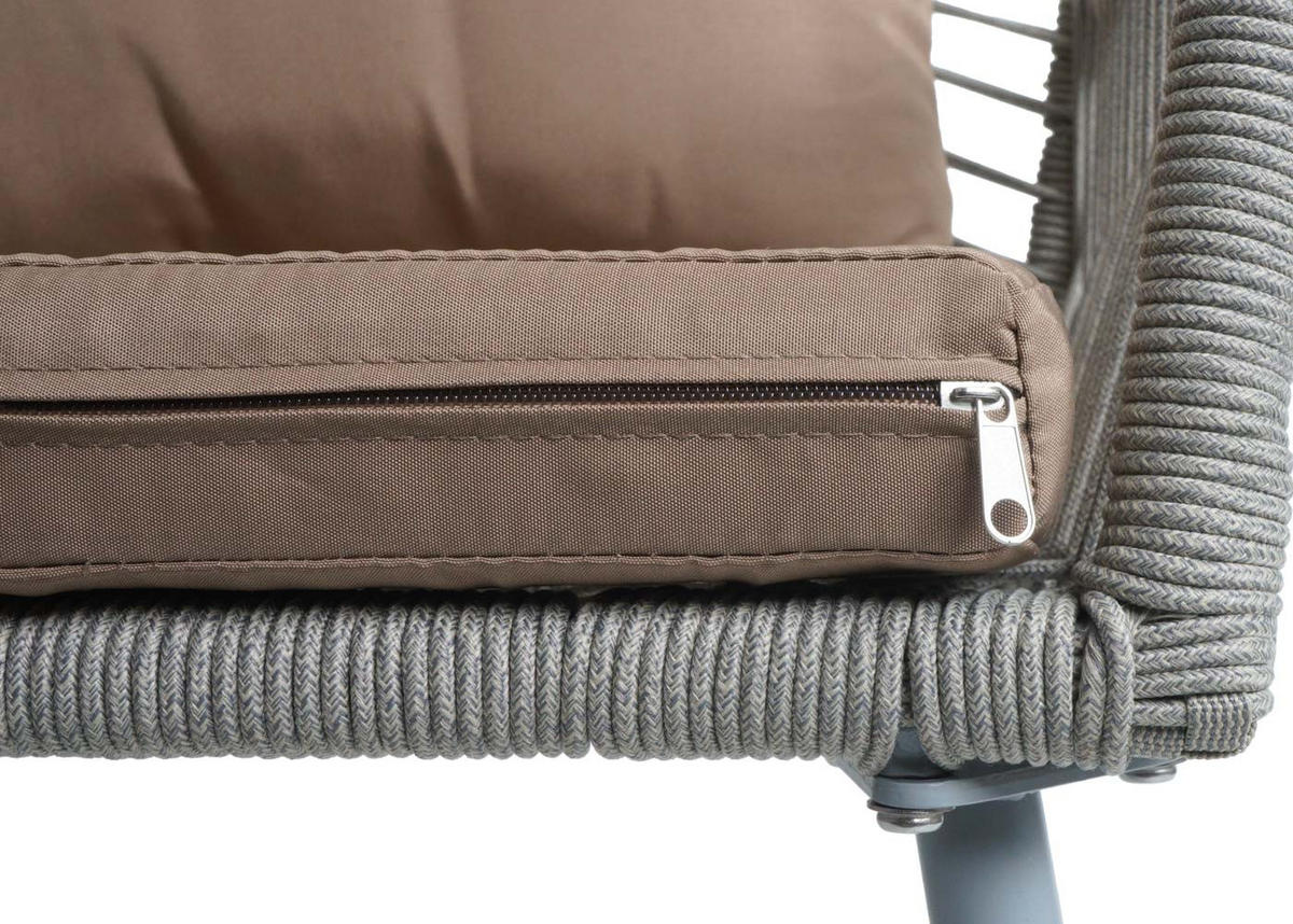 GARTENSTUHL 2er-Set 81x54x62cm Aluminium Seilgeflecht Rope Grau - Beige, Metall (54/81/62cm) - PROREGAL