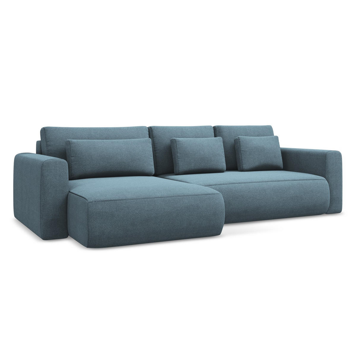 ECKSOFA mit Schlaffunktion Strukturstoff Stoff Blau - Blau/Schwarz, Kunststoff/Textil (149/278cm) - LaMiaSofa