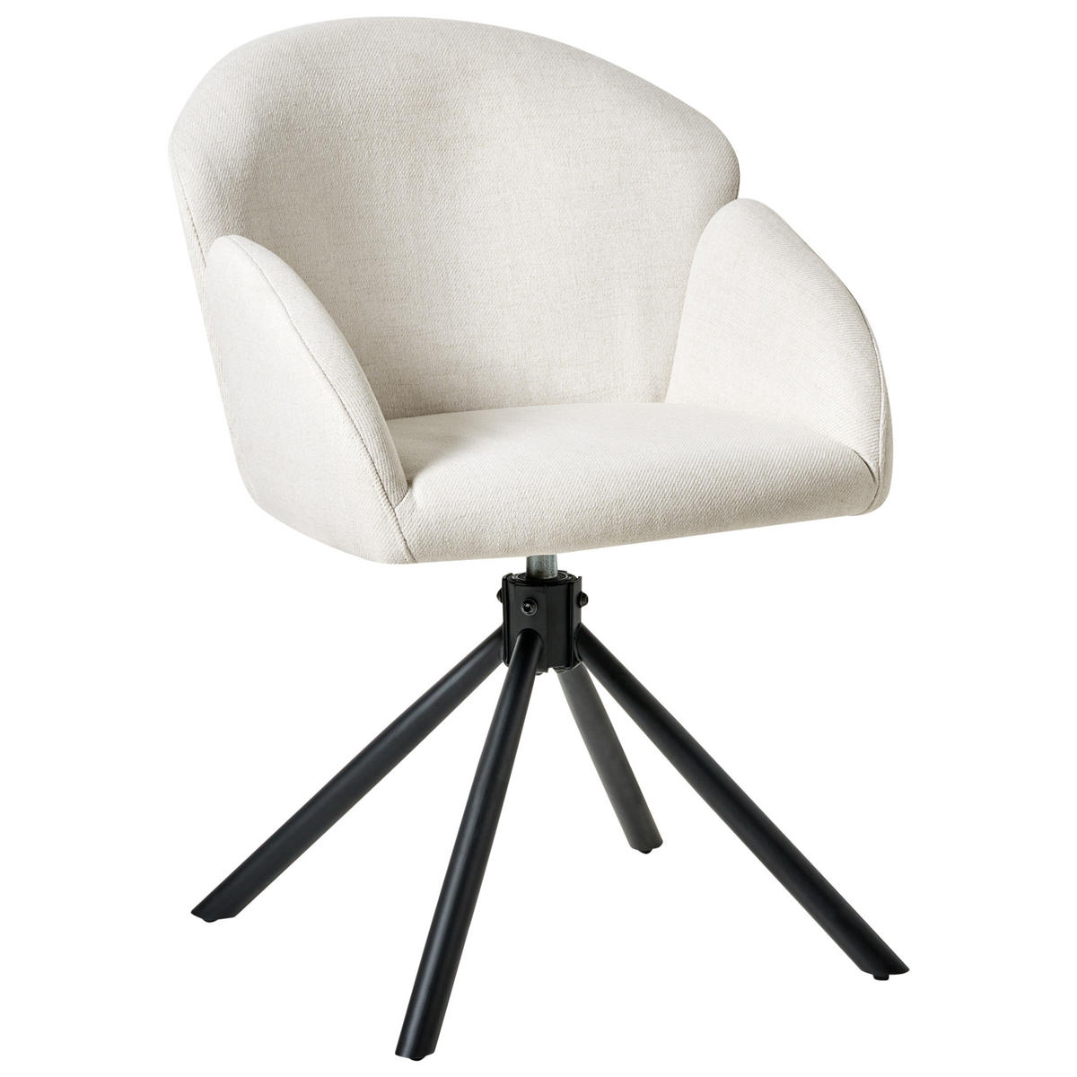 ESSZIMMERSTUHL 2er-Set Cremeweiß Maybee - Schwarz/Weiß, Textil (52/79/71cm) - Beliani