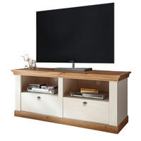 TV-LOWBOARD weiß Pinie, Eiche Wotan 150 cm, TV Unterteil mit Komforthöhe - Silberfarben/Eiche Wotan, Holzwerkstoff/Metall (152/64/52cm) - Furn.Design