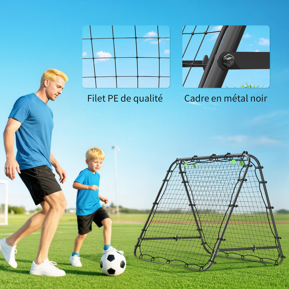 REBOUNDER DE-18600 doppelseitig mit 5 Winkeln Schwarz - Schwarz, Metall (95/100cm) - ComfortXL