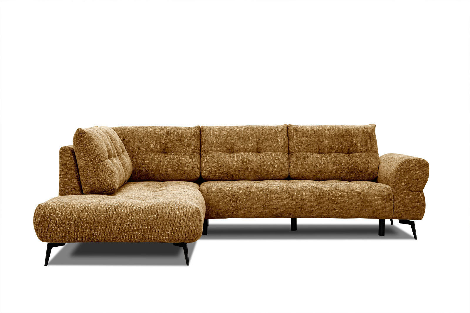 ECKSOFA SALVINI 5-Sitzer, dunkelgelb - Dunkelgelb/Schwarz, Holzwerkstoff/Textil (158/292cm) - Courtois Laville