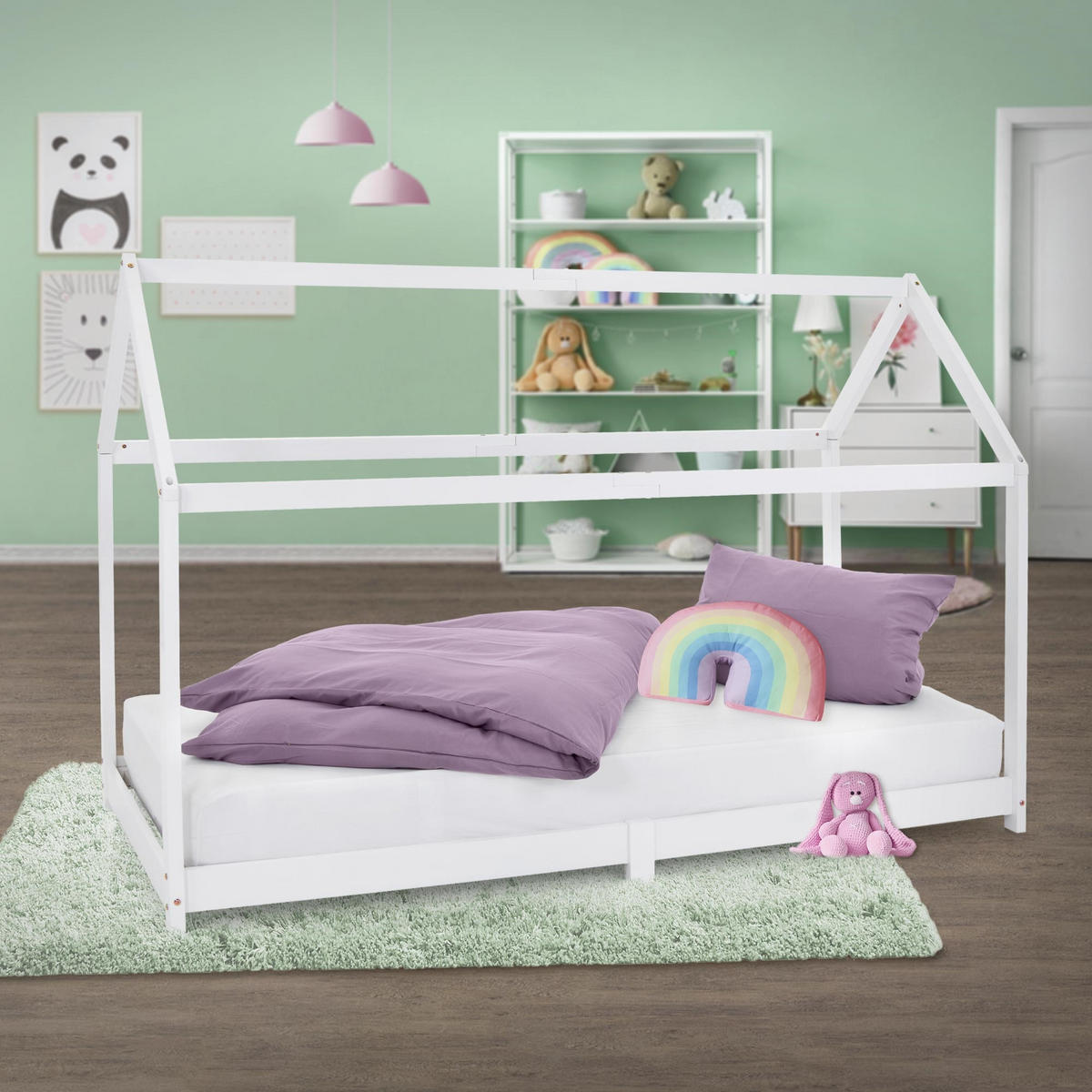 KINDERBETT mit Dach 90x200 cm Weiß - Weiß, Holz (90/200cm) - ML-DESIGN