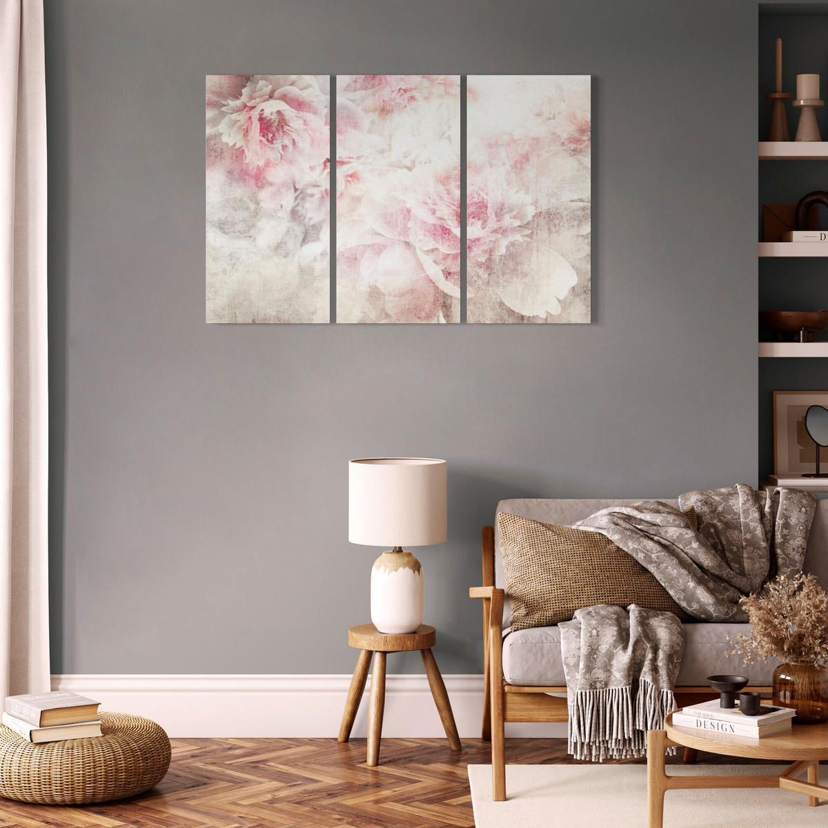 LEINWANDBILD Pfingstrosen 3-tlg. 120x80 cm - Multicolor, Holz (120/80cm) - LUMASOUL