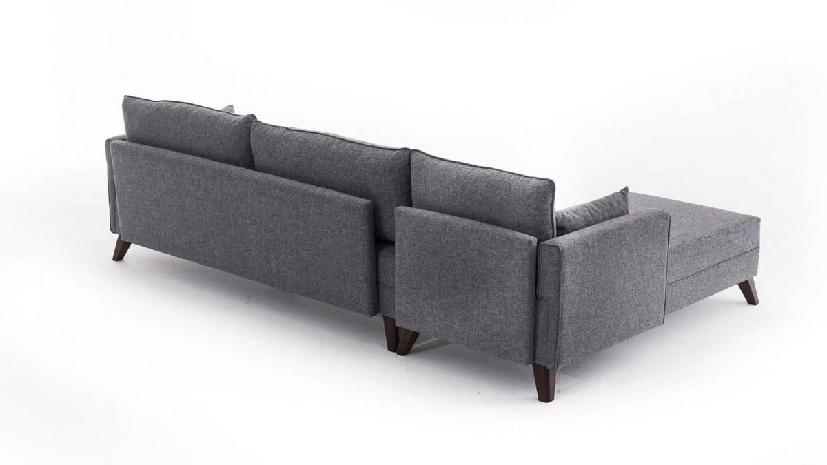 ECKSOFA mit losen Rückenkissen und Schlaffläche - Nussbaumfarben/Walnussfarben, Holz/Kunststoff (275/165cm) - myHomelando